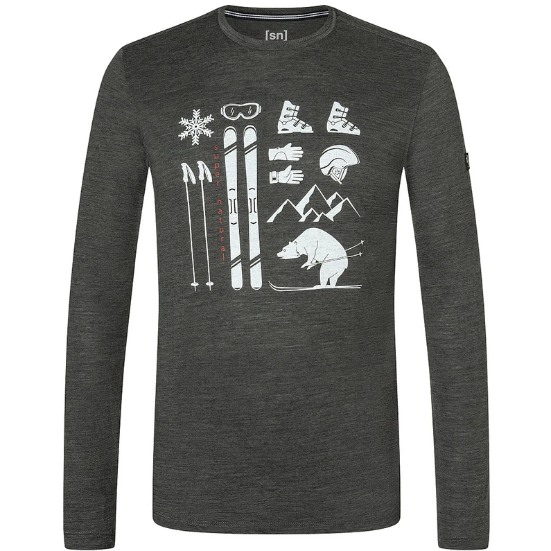 Super.natural Heren Skiing Bear Longsleeve 1 Super.natural Heren Skiing Bear Longsleeve